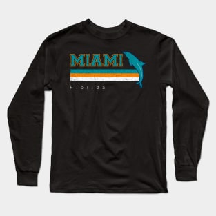 Vintage Miami Sports Football Athletic Novelty Dolphin Retro Long Sleeve T-Shirt